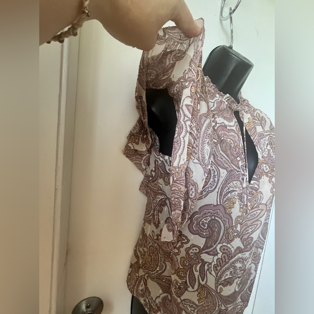 Intermix Carolina Paisley Silk Chiffon Top size S - Picture 7 of 16